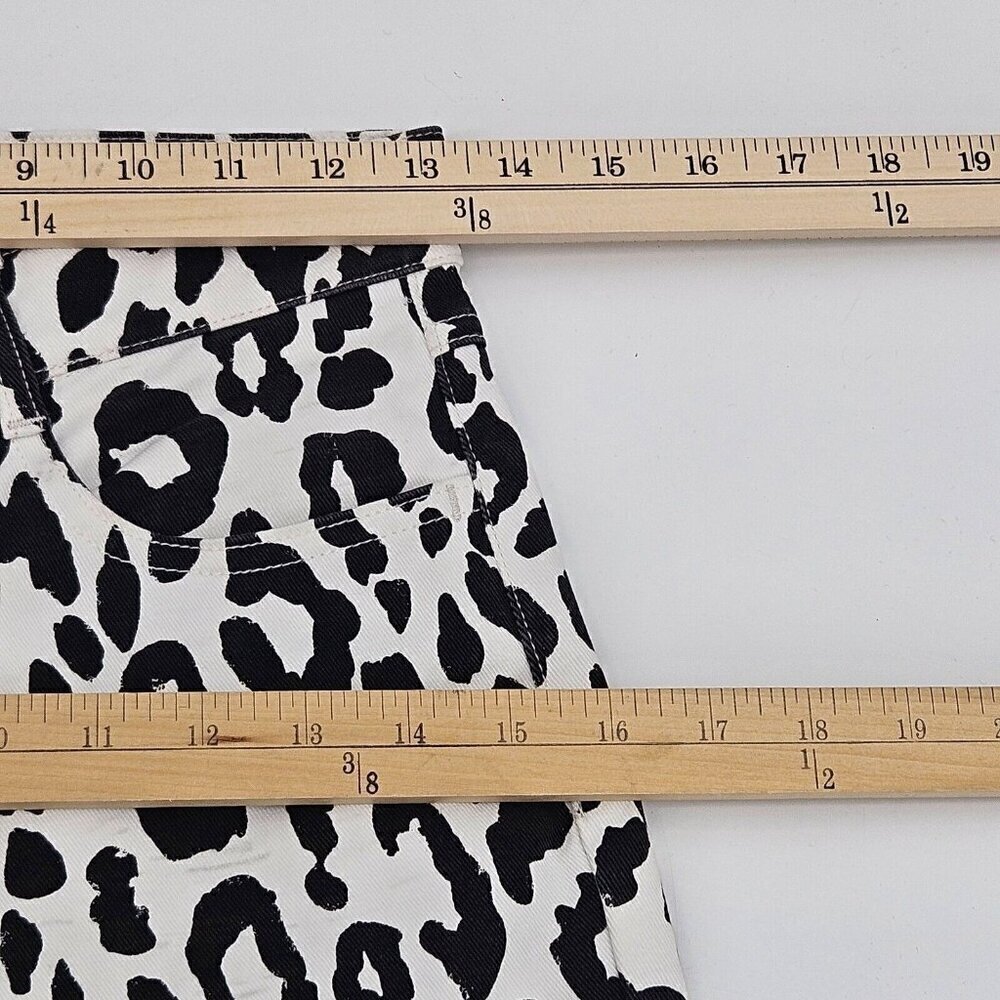 See By Chloe Leopard Print Crop Jean Black/White Women’s Size 34 U.S. 2 Mid Rise - Picture 7 of 12